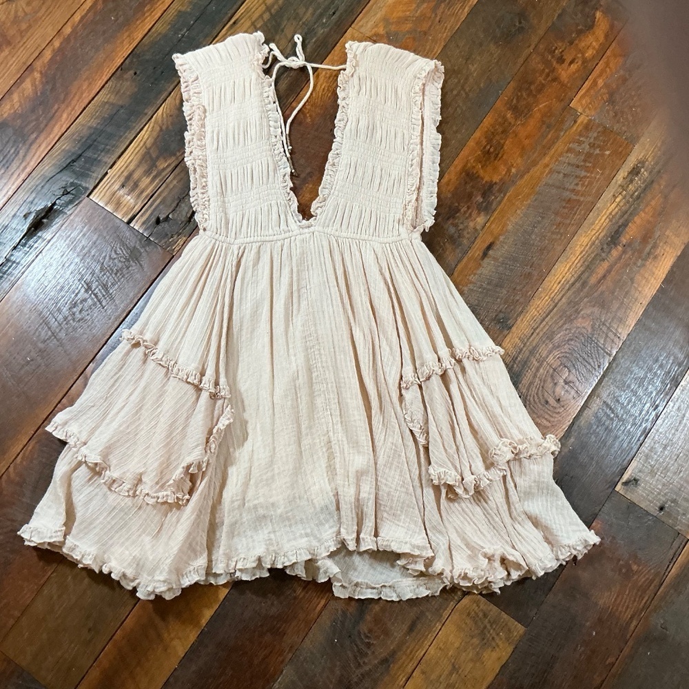 Free People Antoinette Mini Dress Pebble Ruffle Boho Size Small - Picture 9 of 11